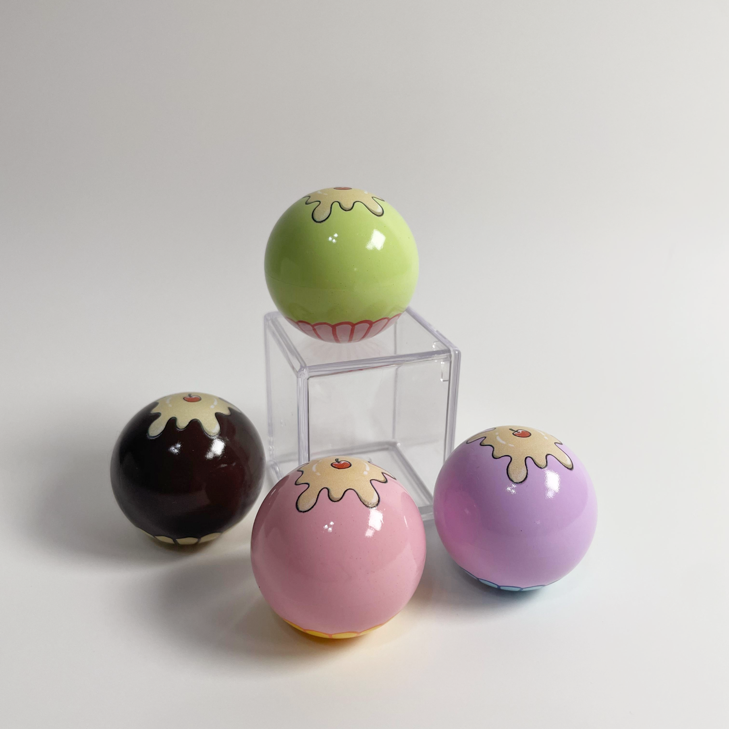 クリームスイーツ風 レバーボール 1 個+ワッフルディスク 1 枚|ハンドペイントギフトボックス - 画像 (2)